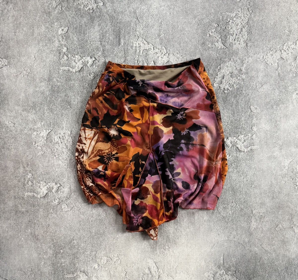 Jean Paul Gaultier Retro 90s skirt mini mesh all printed flowers 🌺 Avantgarde Size 26" / US 2 / IT 38 - 1 Thumbnail