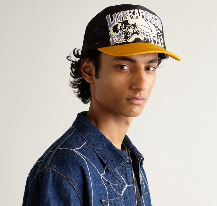Kapital kapital life kapriccio truck cap hat trucker black yellow Size ONE SIZE - 7 Thumbnail