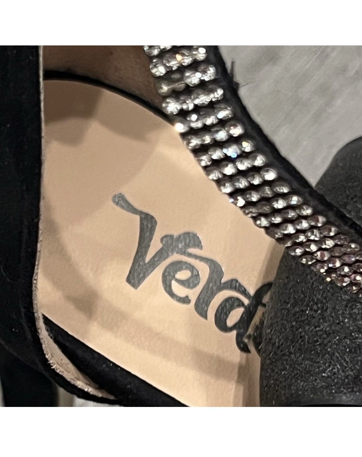 Vera Wang Vera Wang Black Rhinestone Ankle Strap Heels Size 38 US 7.5 Size US 7.5 / IT 37.5 - 3 Thumbnail