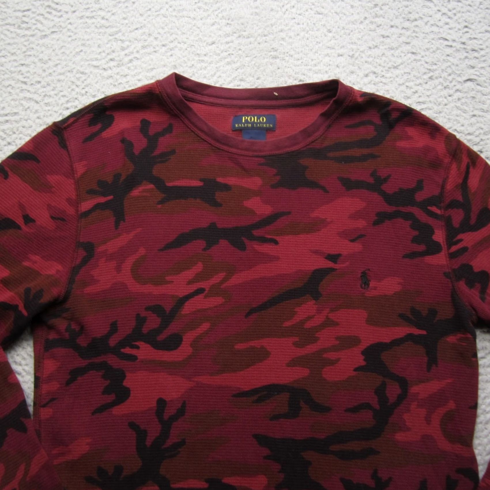 Polo Ralph Lauren Polo Ralph Lauren Sweater Mens Medium Red Black Camo Thermal Crewneck Pullover Size US M / EU 48-50 / 2 - 4 Thumbnail
