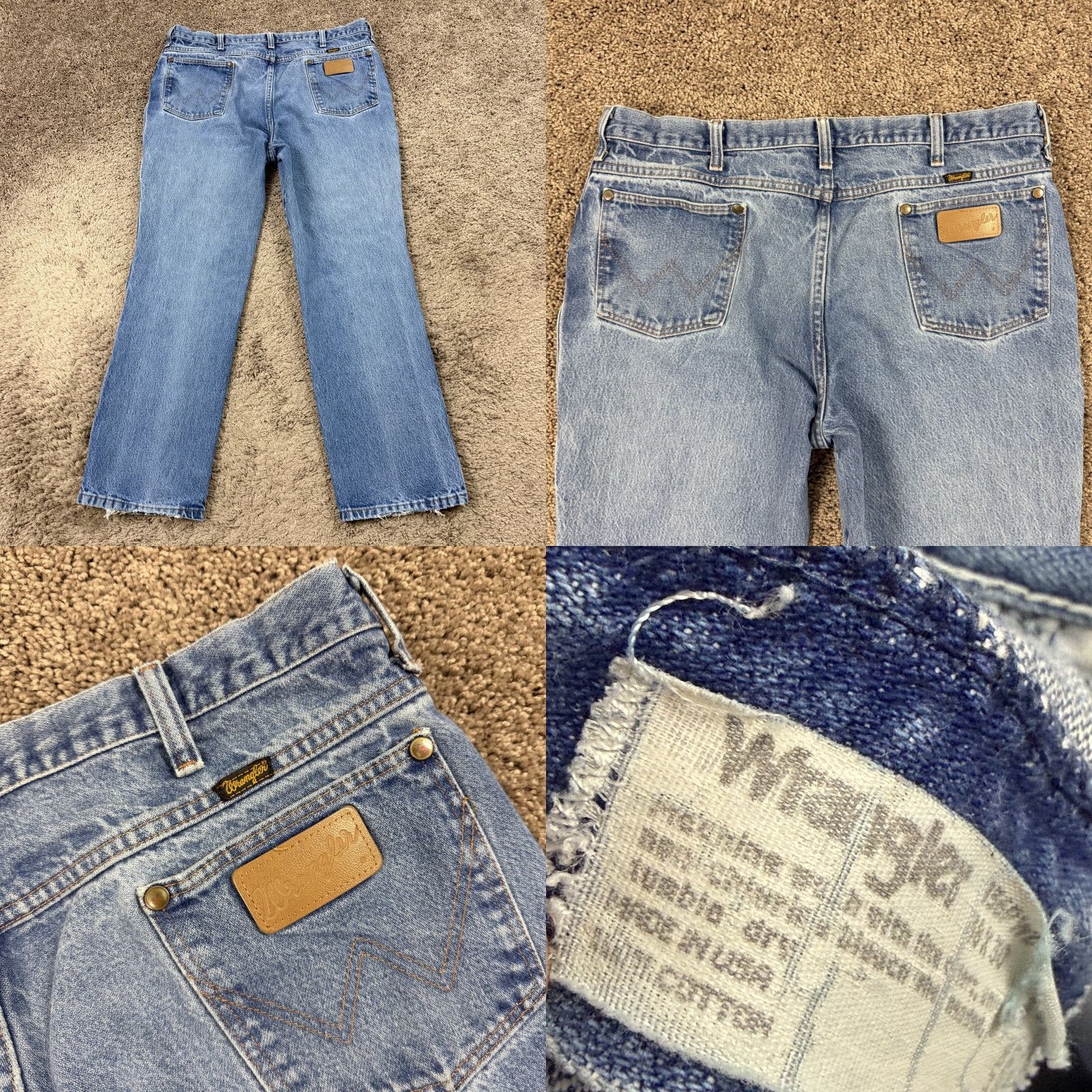 Wrangler VINTAGE Wrangler Jeans Mens 38 Slim Fit Denim Cowboy Cut Wrangler Cowboy Cut Jeans 936 100% Cotton Blue USAs Mens Jeans 38x30 Size US 35 - 8 Thumbnail