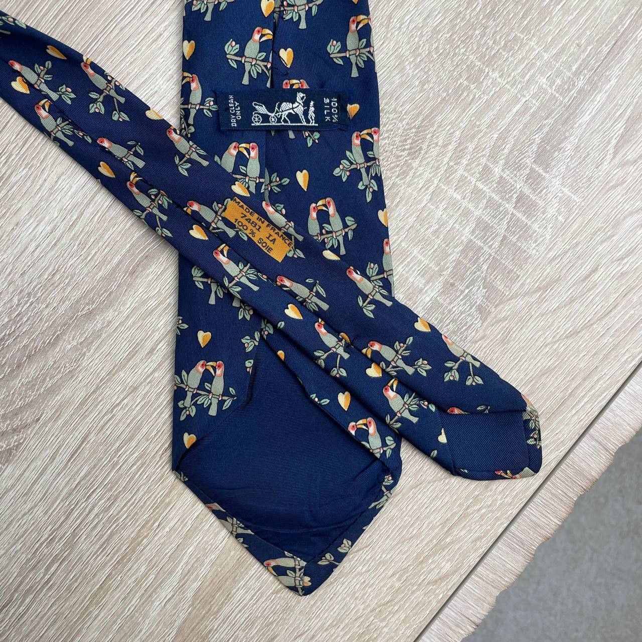 Hermes Hermes Paris Silk Tie 7481 IA Parrots Blue Size ONE SIZE - 4 Thumbnail