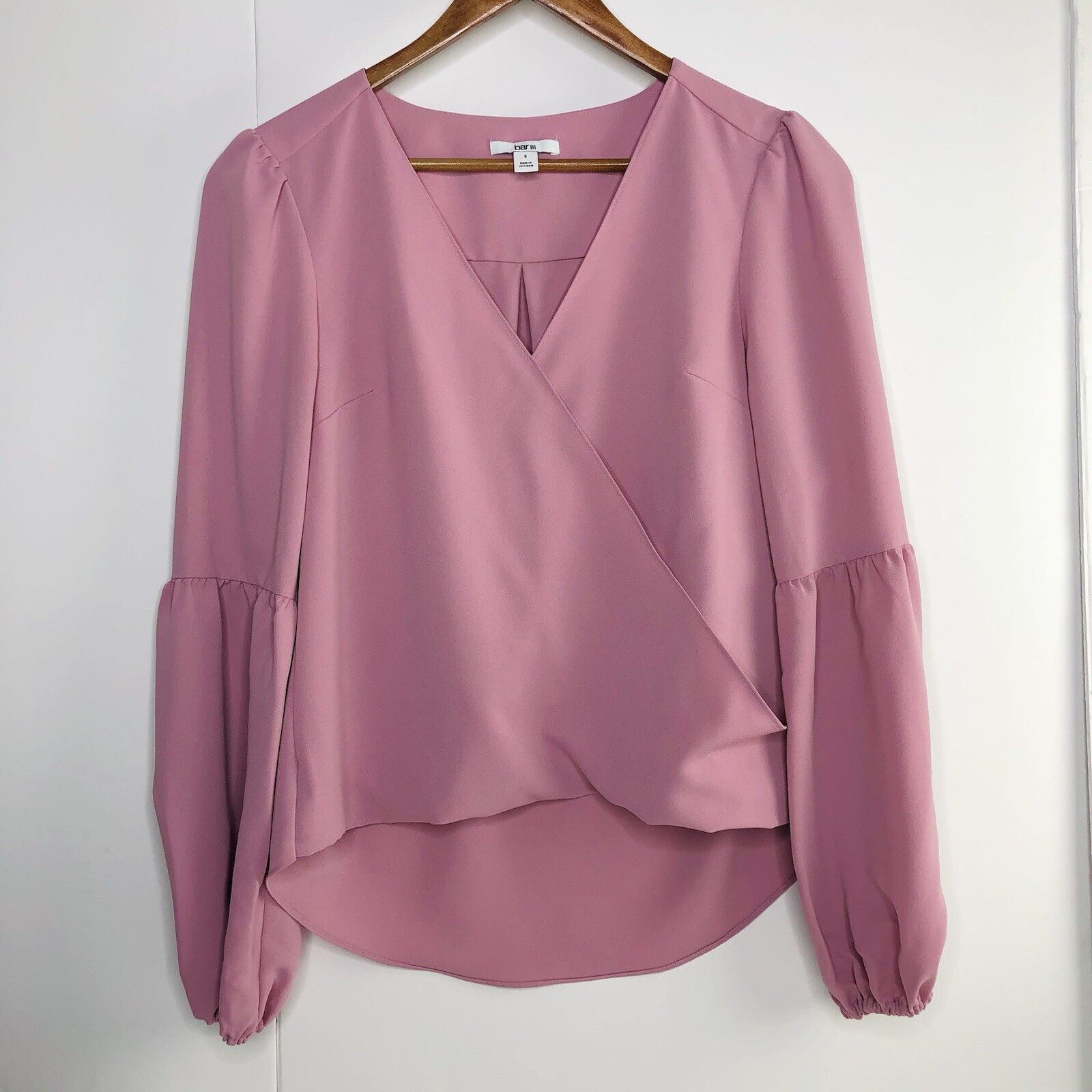 Bar III Bar III Womens Pink Blouse S Shirt Balloon Sleeve Wrap Size S / US 4 / IT 40 - 1 Thumbnail
