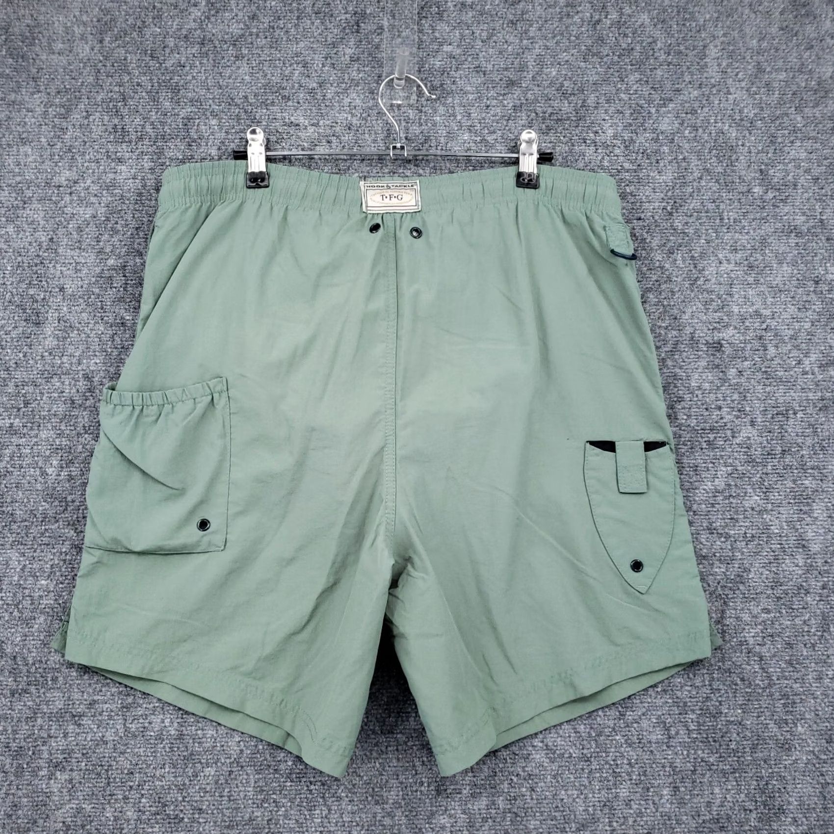 Vintage Hook & Tackle Shorts Mens S Small Green Cargo Drawstring Utility Fishing Outdoor Size US 29 - 2 Thumbnail