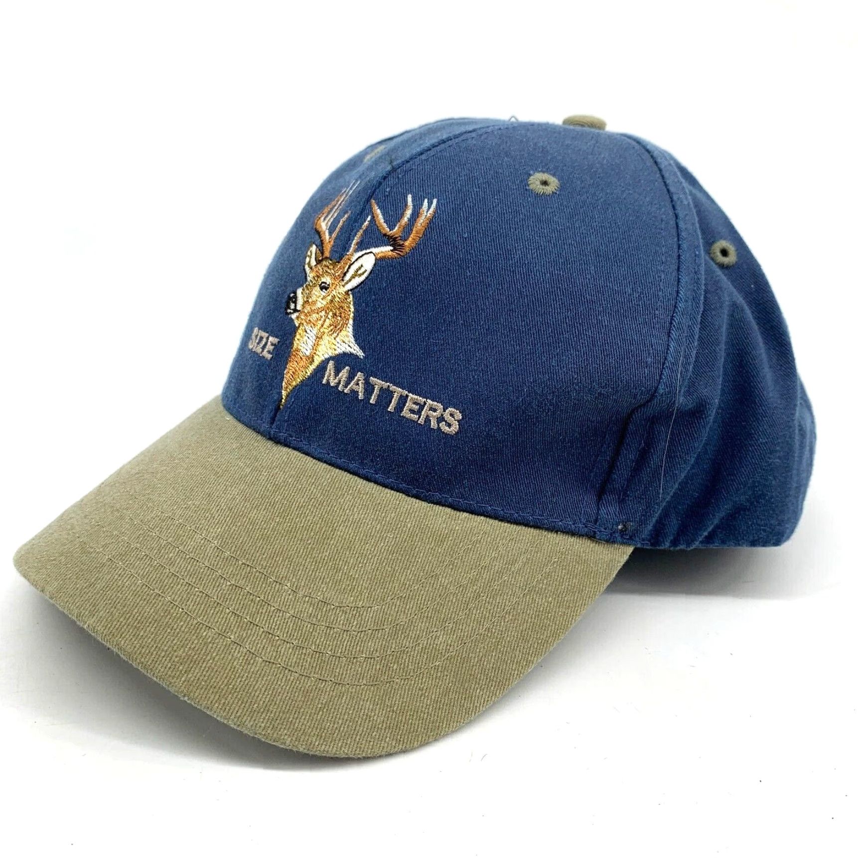 Vintage Jhat's Men's Blue Green Size Matters Adjustable Strapback Baseball Hat Size ONE SIZE - 2 Thumbnail
