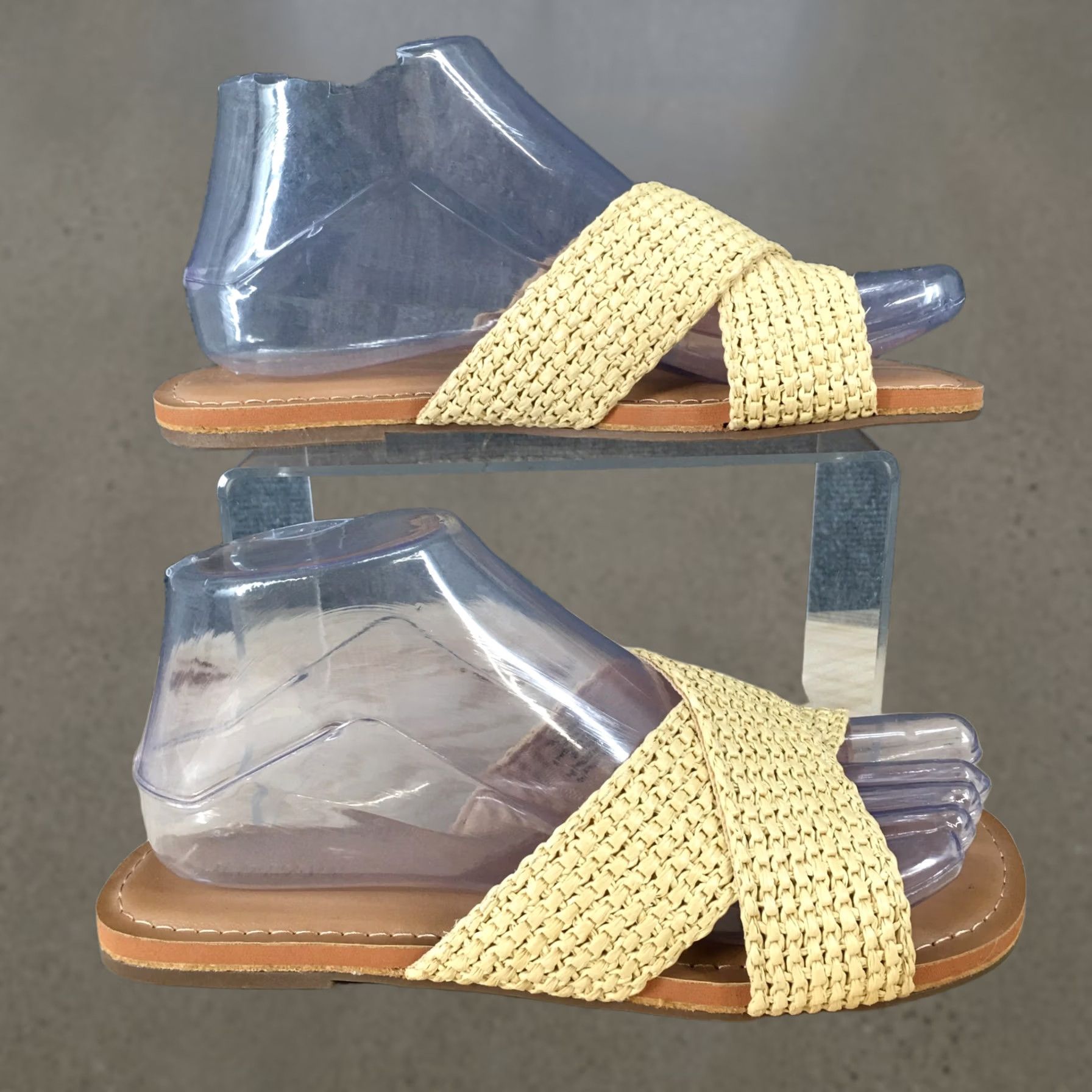 Old Navy Old Navy Sandals Women Cross Band Slide Comfortable Casual Flat Beige Brown Shoes 6 Womens Size US 6 / IT 36 - 1 Thumbnail