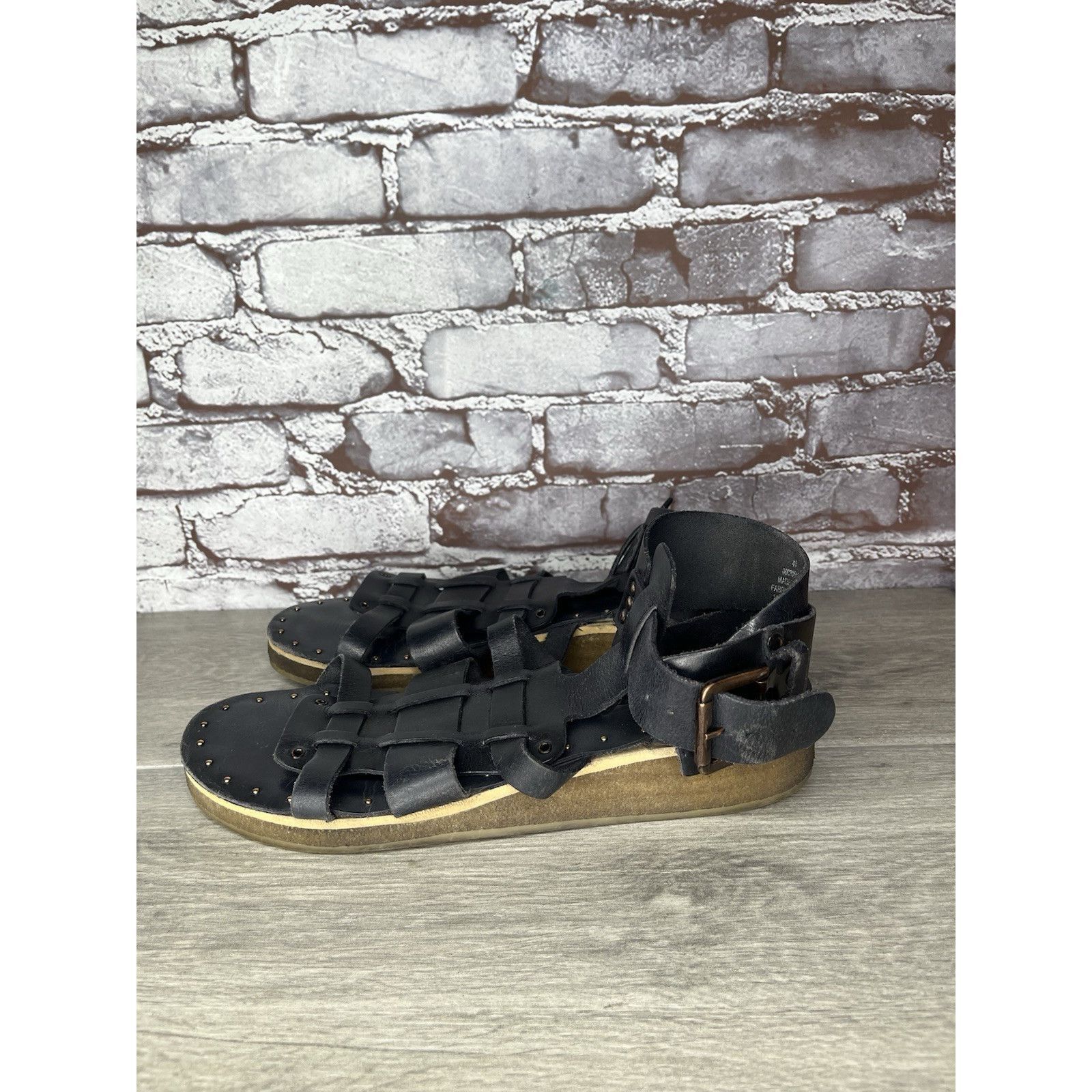 Free People Free People Marianne Black Leather Platform Gladiator Strapp Size US 10.5 / IT 40.5 - 20 Thumbnail