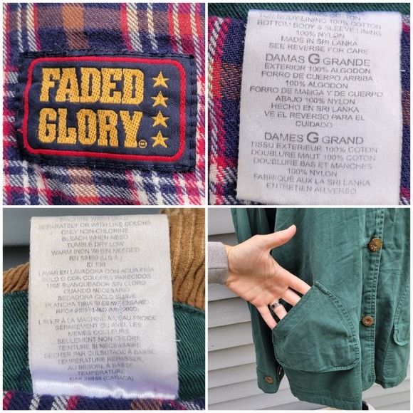 Vintage Vintage 90s y2k Faded Glory Forest Green Plaid Lined Chore W Size L / US 10 / IT 46 - 3 Thumbnail