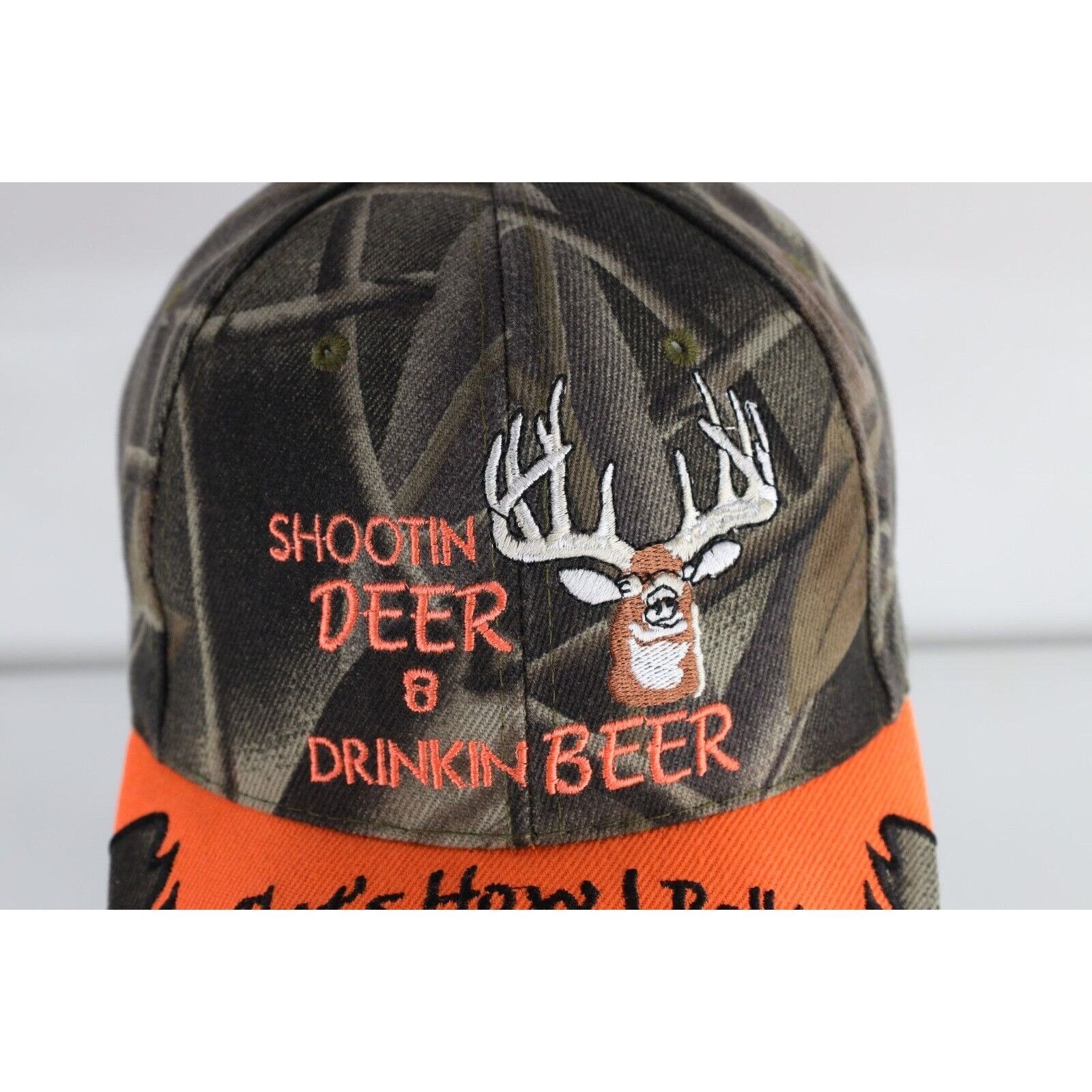 Vintage Vintage Tribal Camouflage Shooting Deer & Drinking Hat Size ONE SIZE - 3 Thumbnail