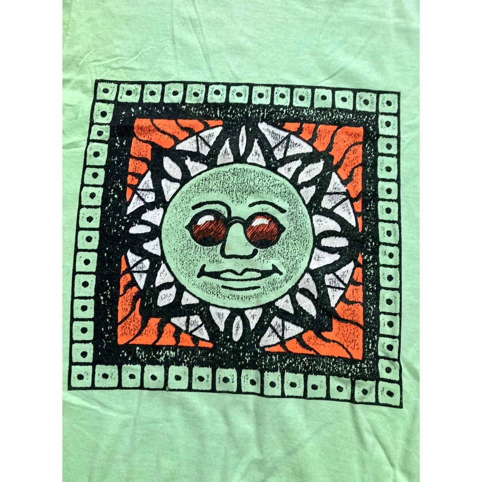 Vintage VINTAGE Screen Stars T-Shirt Art Graphic Print 80s 90s Sun Green USA Made Mens XL Green Short Sleeve Shirt Size US XL / EU 56 / 4 - 4 Thumbnail