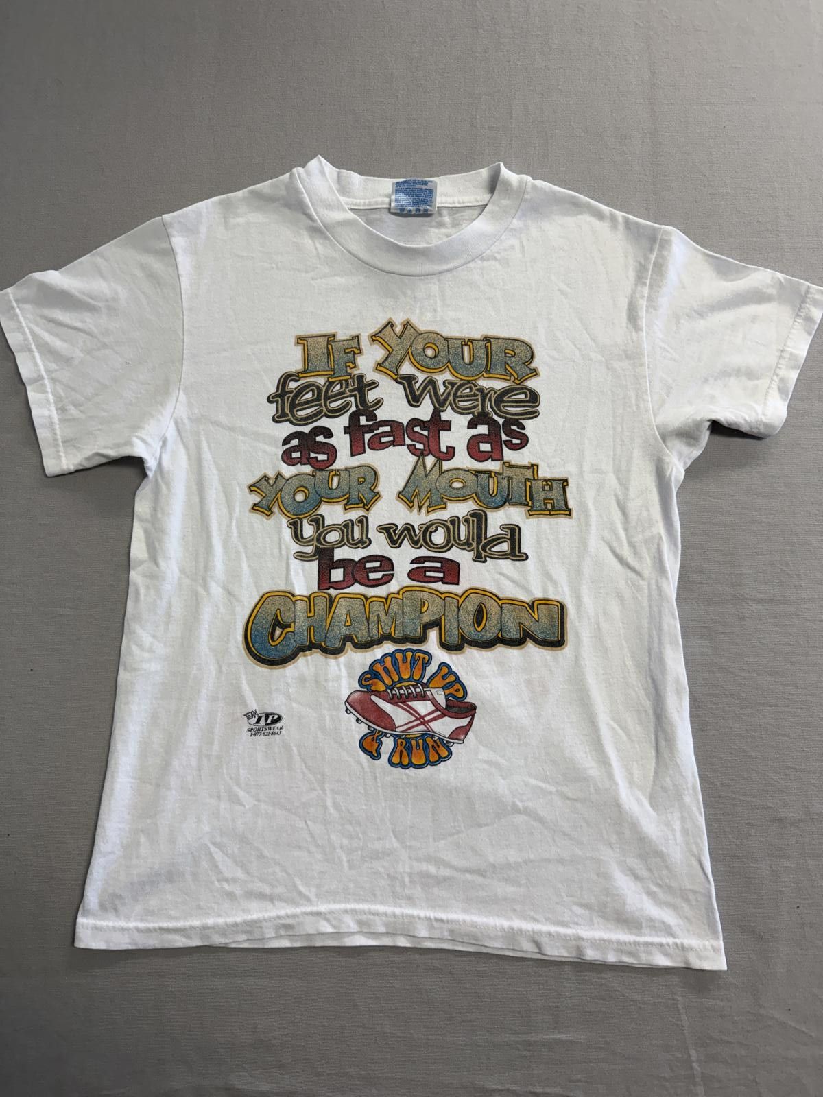 Hanes Vintage Shut Up and Run T-shirt Feet As Fast As Your Mouth Size US S / EU 44-46 / 1 - 1 Thumbnail