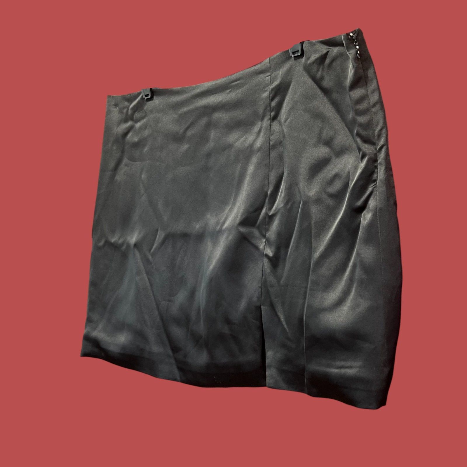 Other Wild Fable - Women's Notch - Front Satin Mini Skirt - Black Size 38" / US 16 / IT 52 - 13 Thumbnail