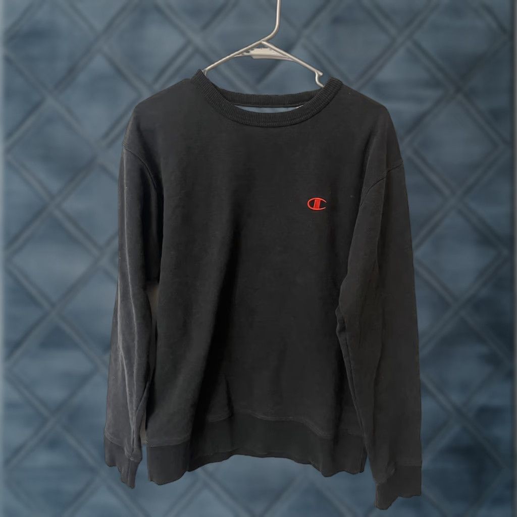 Champion Champion Sweatshirt Mens M Black Distresse Spellout Reverse Weave Pullover Crewneck Classic 90s Style Adult Clothing Size US M / EU 48-50 / 2 - 1 Thumbnail