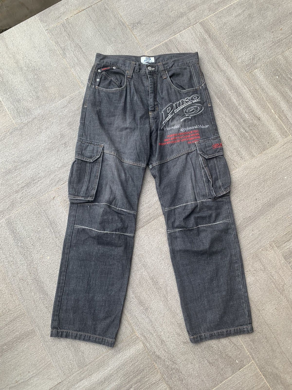 image of Archival Clothing x If Six Was Nine Hawaiian Piko Baggy Cargo Jeans in Mix, Men's (Size 33)
