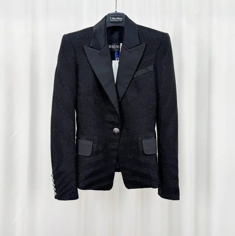 Balmain Balmain Black Wool Blend Embroidered Jacket 0089 Size S / US 4 / IT 40 - 1 Thumbnail