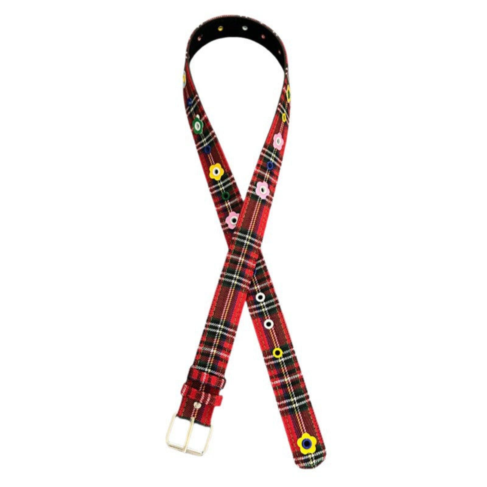 Other Scottish Plaid Floral Rivet Belt | Red Y2K Street Size ONE SIZE - 5 Thumbnail