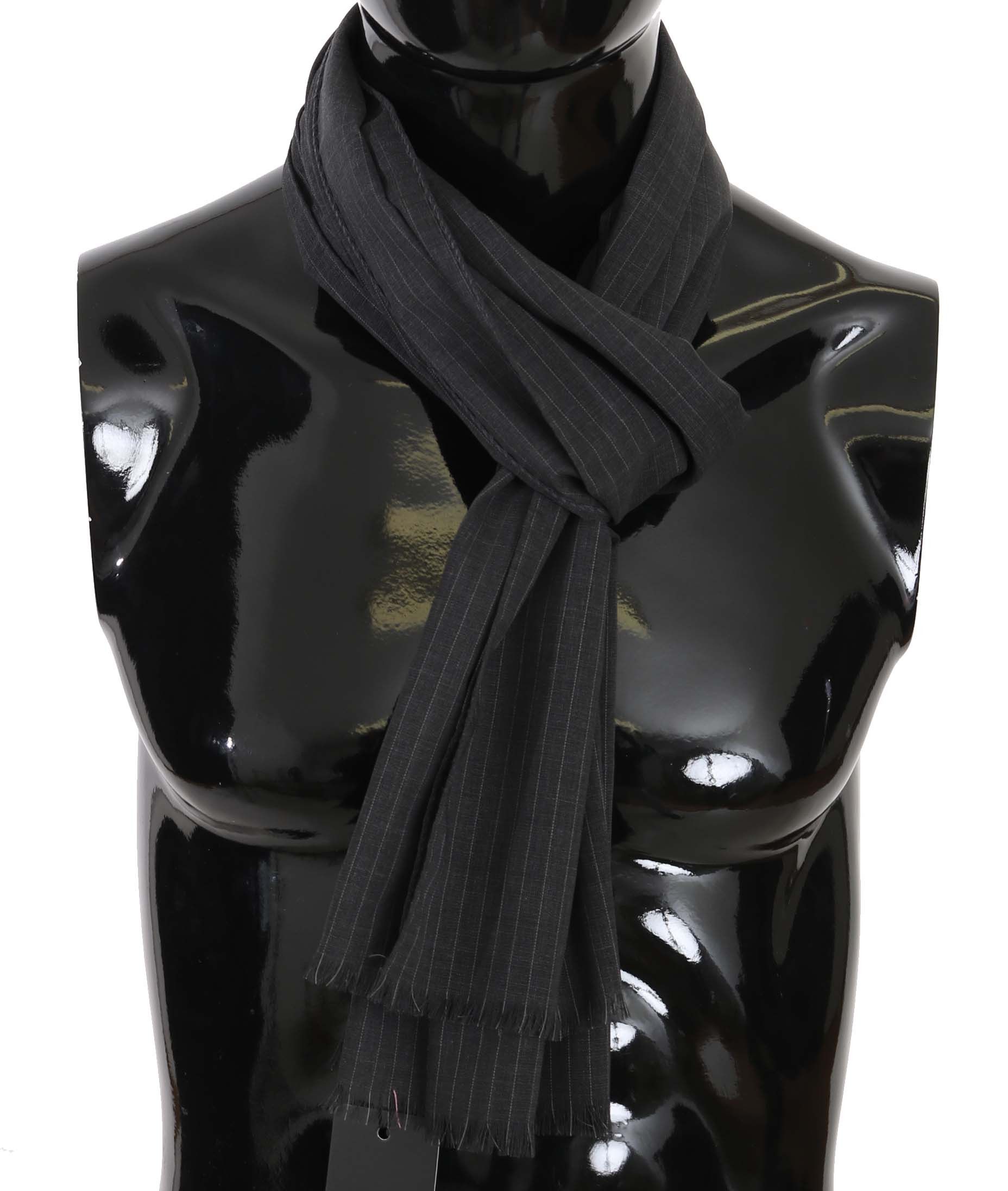 Dolce & Gabbana Elegant Gray Striped Wool Men's Men's Scarf Size ONE SIZE - 1 Thumbnail