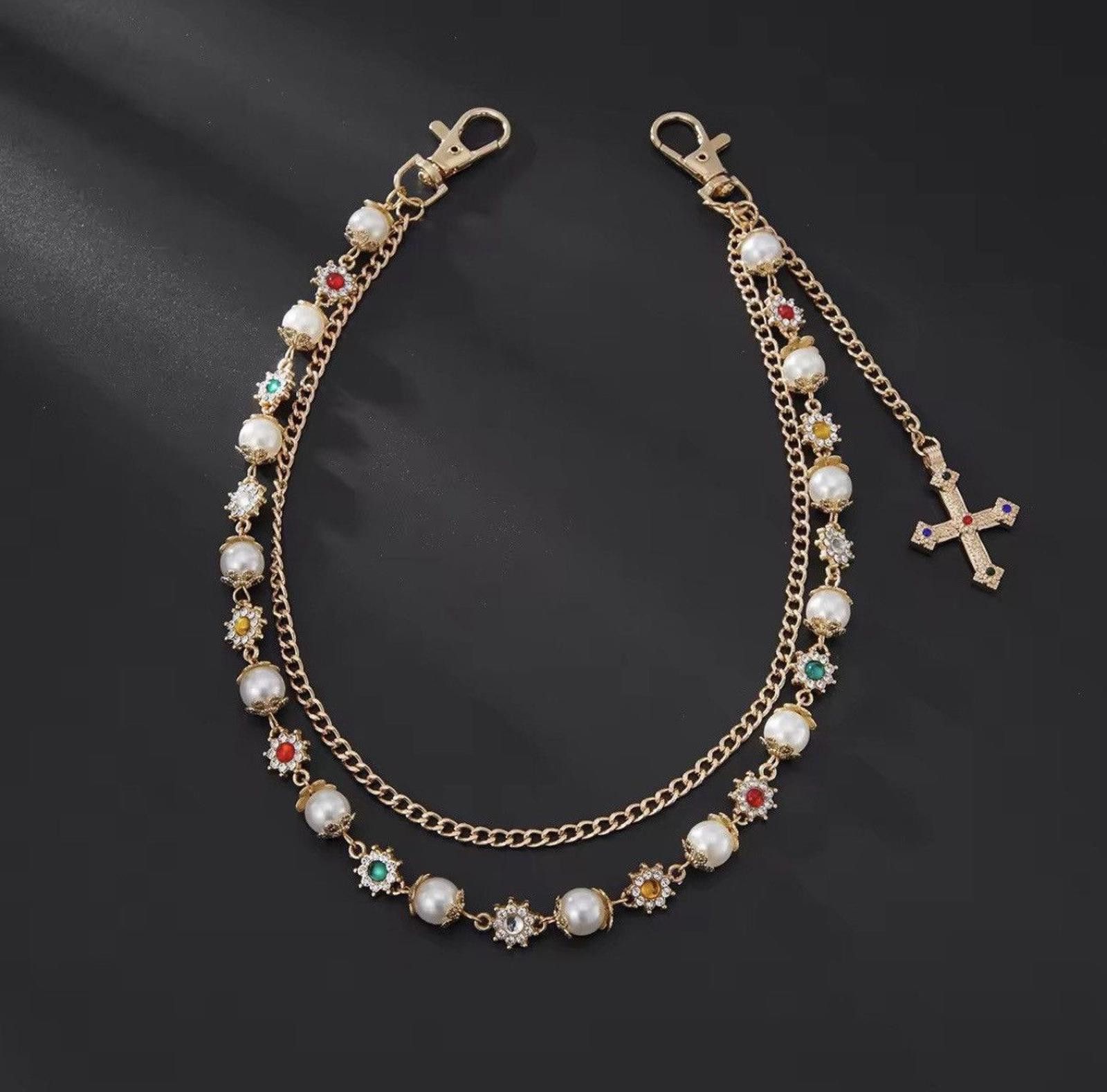 Other Cross & Gemstone Belt Chain - Gold/Rhinestone Size ONE SIZE - 3 Thumbnail
