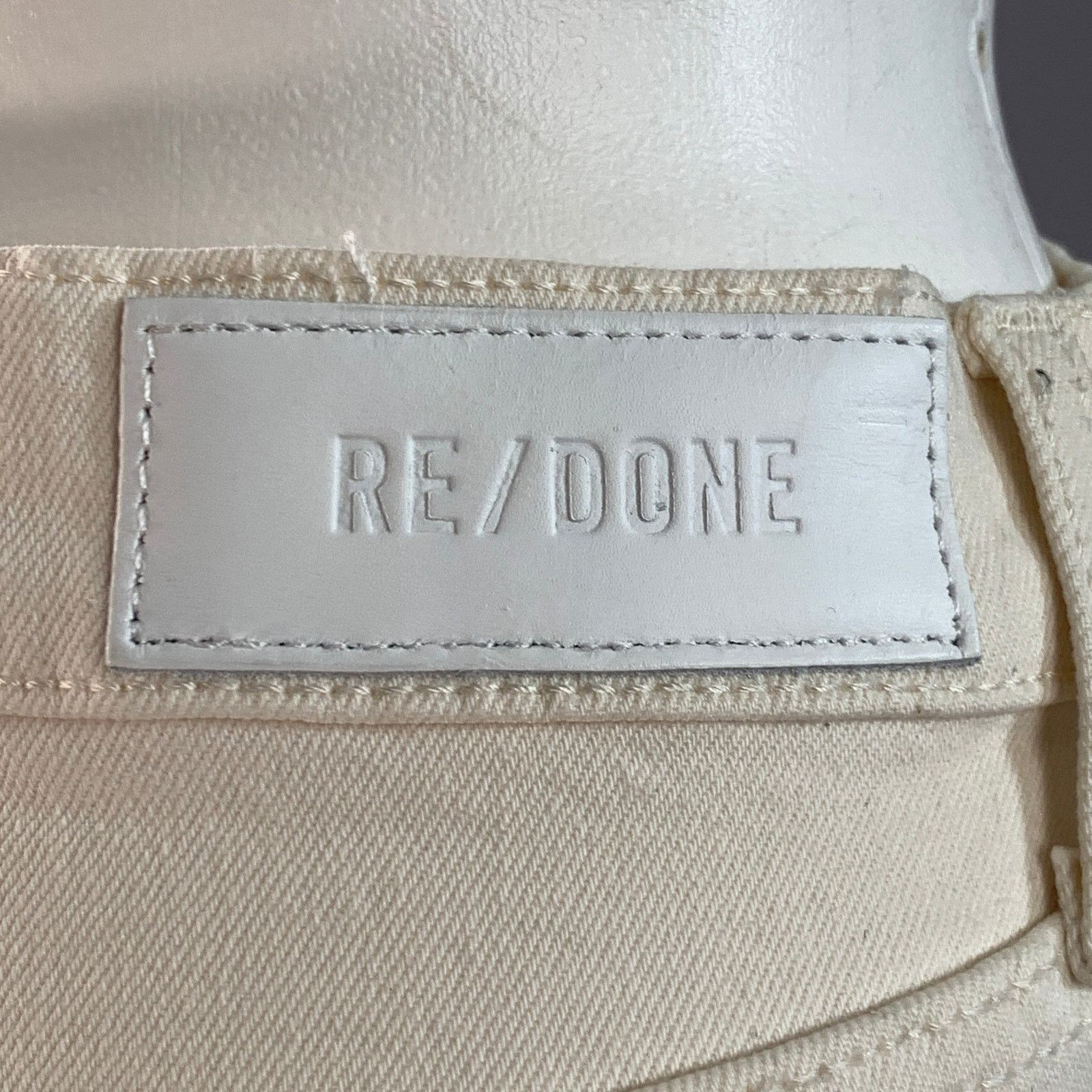RE/DONE 26 Beige Cotton Blend Raw Edge Straight Button Fly Jeans Size 26" / US 2 / IT 38 - 3 Thumbnail