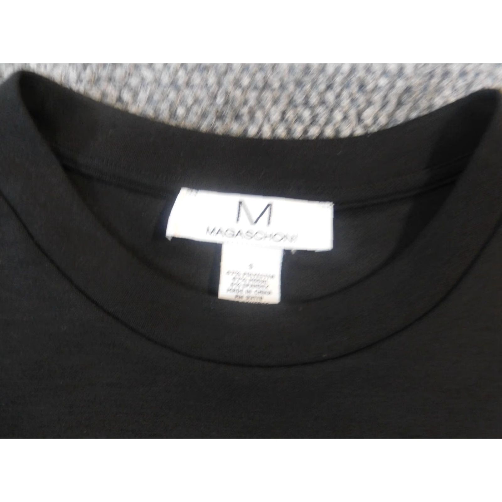 Vintage Magaschoni Womens Sweater Small pullover black solid crew neck long sleeve chunky-knit cotton regular stretch casual winter 90s? Size S / US 4 / IT 40 - 4 Thumbnail