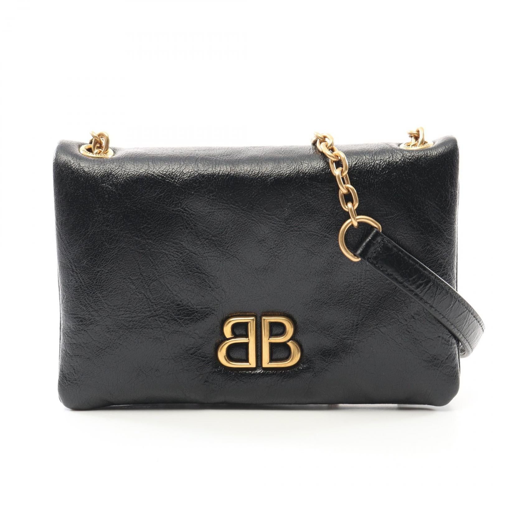 Balenciaga Monaco Nano Bag Shoulder Leather Black