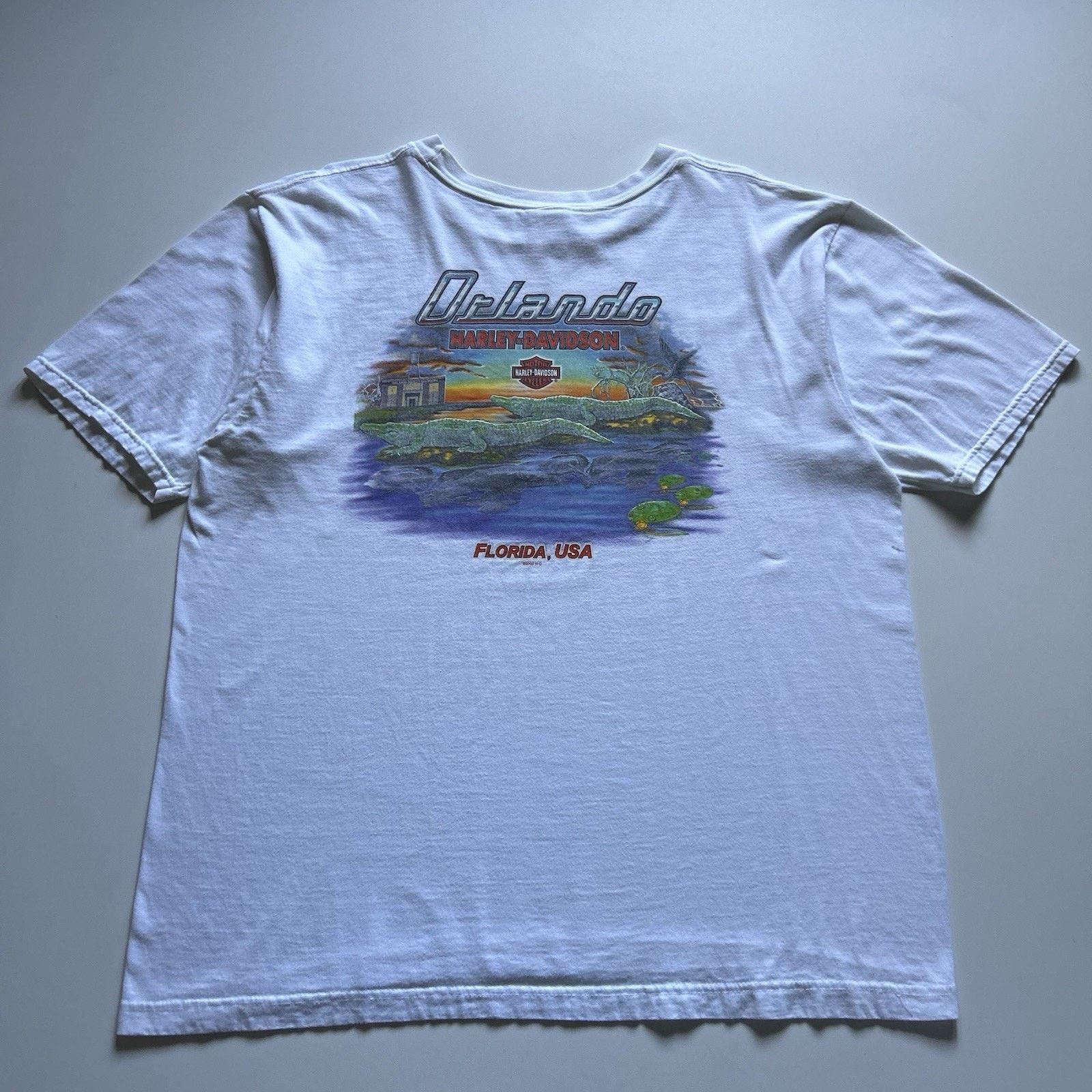 Harley Davidson × Vintage Vintage Harley Davidson T-Shirt 2XL White Y2K USA Gator Art Size US XXL / EU 58 / 5 - 3 Thumbnail