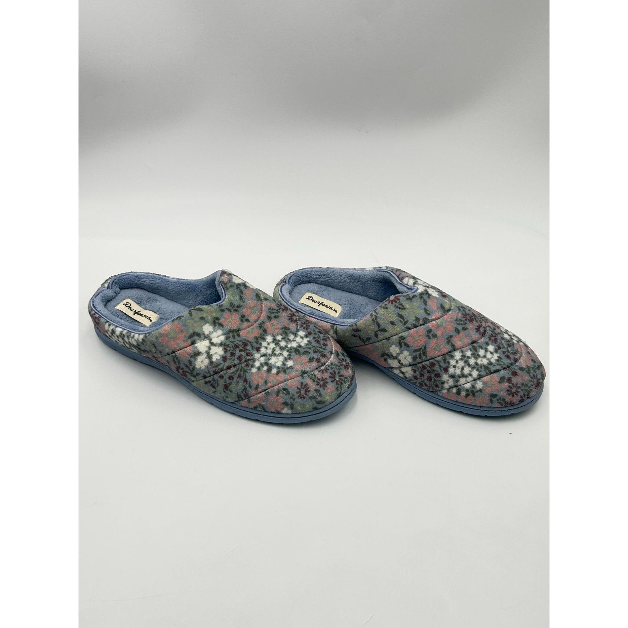 Other Dearfoams Womens Slippers Floral Memory Foam House Shoes Blu Size US 9 / IT 39 - 5 Thumbnail