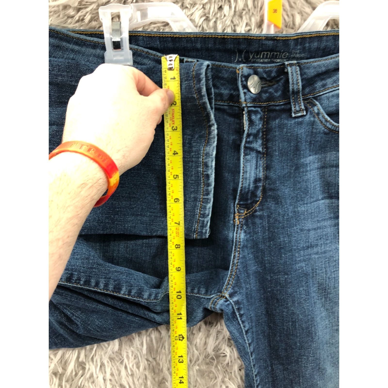 Vintage Yummie Jeans Dark Wash Blue Denim Skinny Mid Rise 32 Womens Jeans Pocket 5-Pocket Belt Loops Regular Size 24" / US 00 / IT 34 - 4 Thumbnail