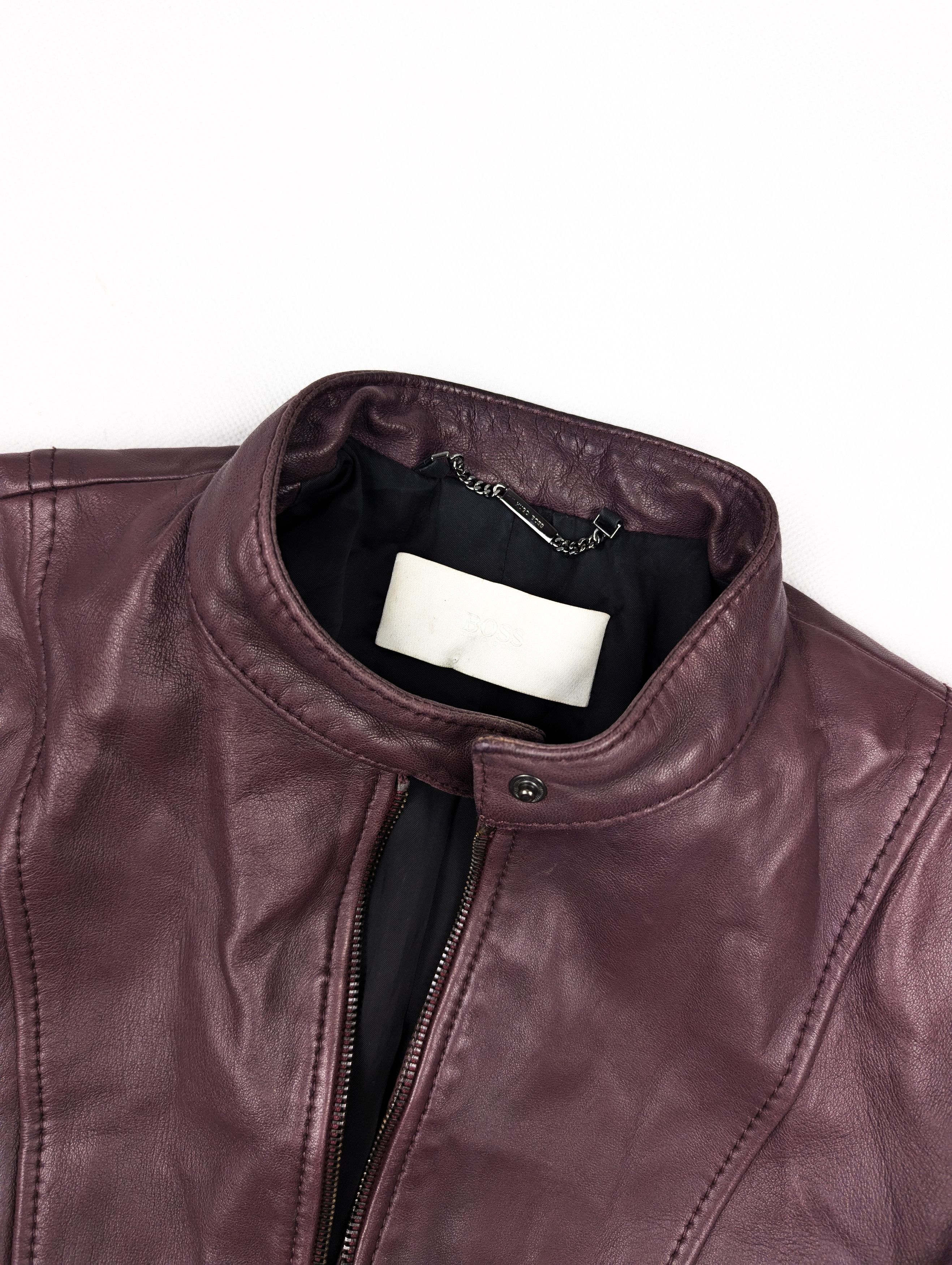 Hugo Boss Hugo Boss burgundy leather jacket XS 34 Size XS / US 0-2 / IT 36-38 - 2 Thumbnail