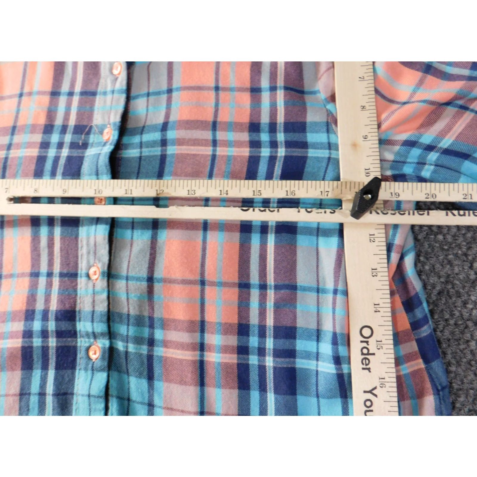 Express Express Button-Up Shirt Women M Blue Plaid Flannel Rayon Peplum Casual Shirt Size M / US 6-8 / IT 42-44 - 6 Thumbnail