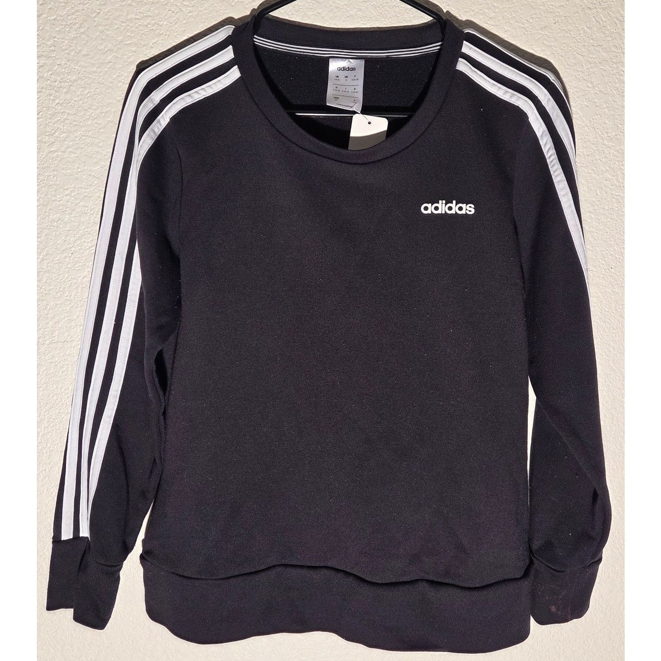 Adidas Adidas Black 3 Stripe Crew Neck Sweatshirt - Women's Small Size S / US 4 / IT 40 - 4 Thumbnail