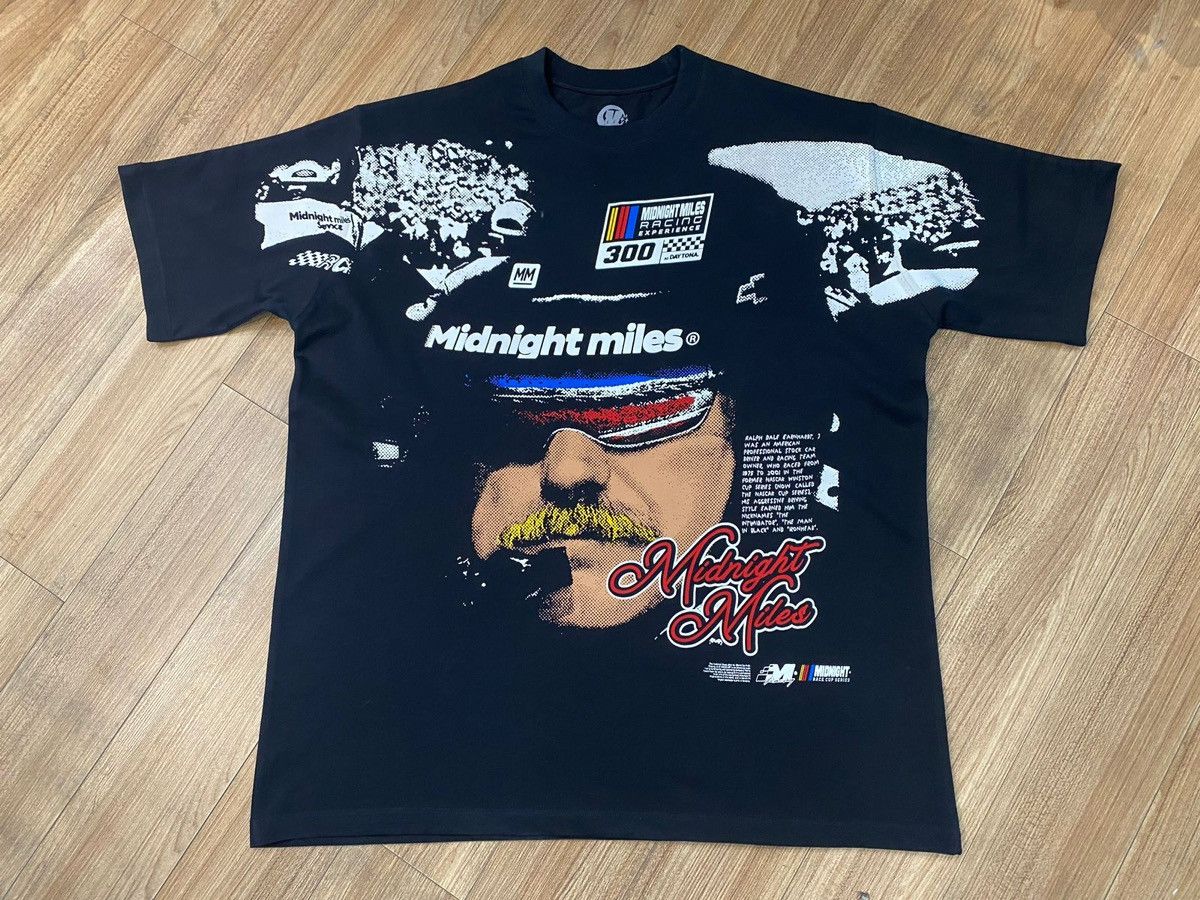 image of Midnight Miles Aop Dale Earnhardt T-Shirt in Black, Men's (Size Large)