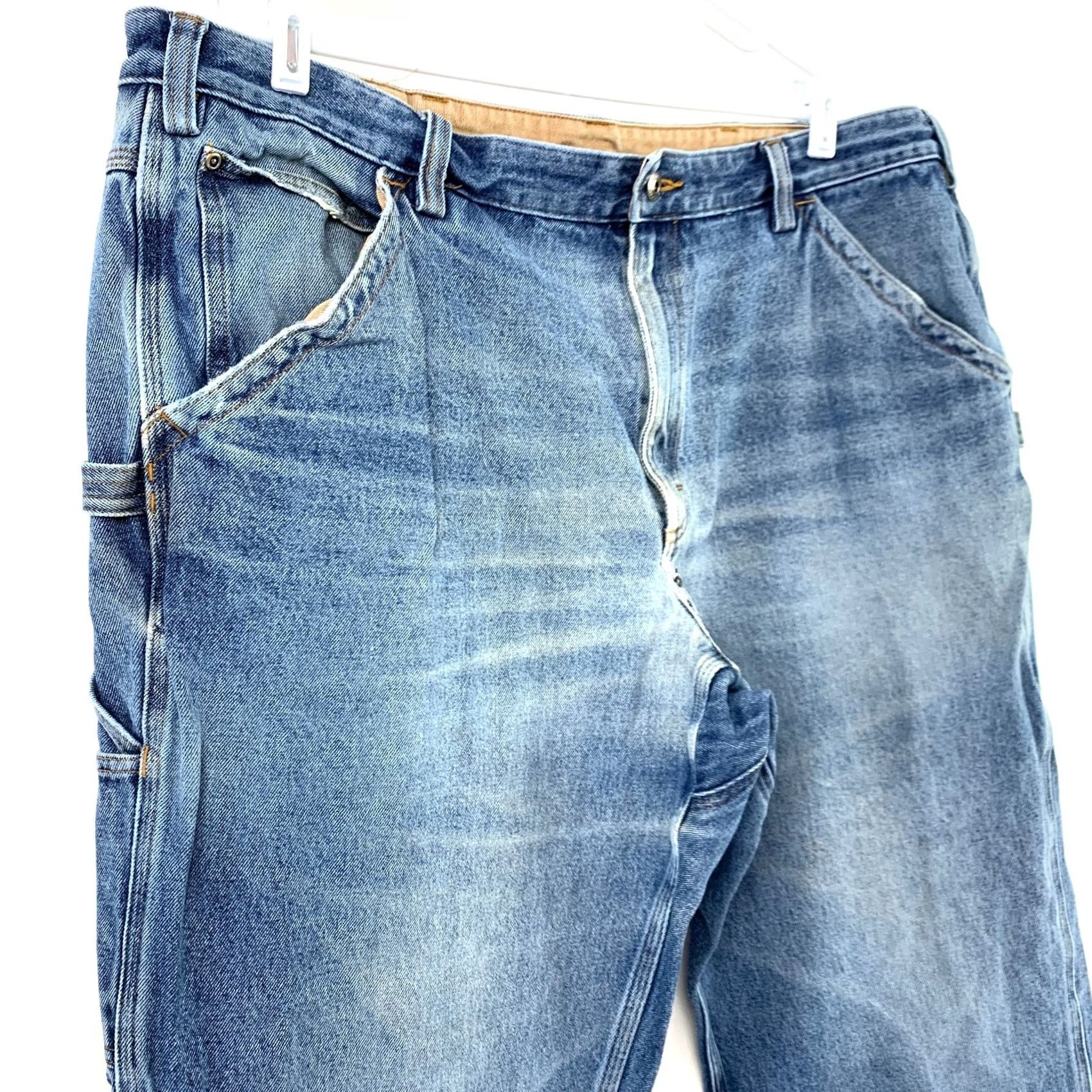 Duluth Trading Company Duluth Trading Co Mens Jeans 44x30 Blue Denim Carpenter Straight PATCHED Size US 44 / EU 60 - 2 Thumbnail