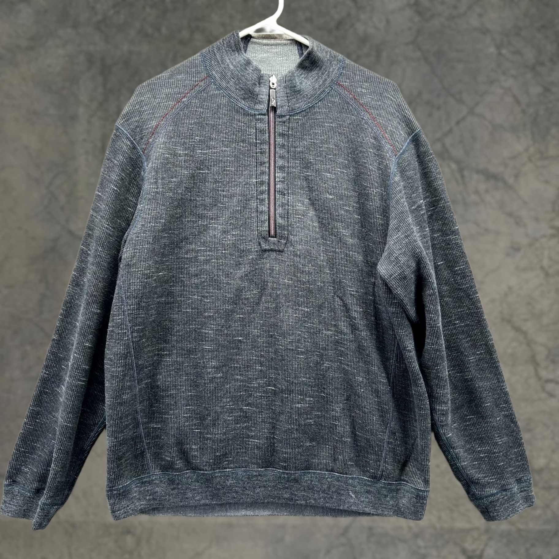 Tommy Bahama VINTAGE Tommy Bahama Sweater Mens XL Gray Pullover 1/4 Zip Reversible Fleece Jacket Shirt Size US XL / EU 56 / 4 - 1 Thumbnail