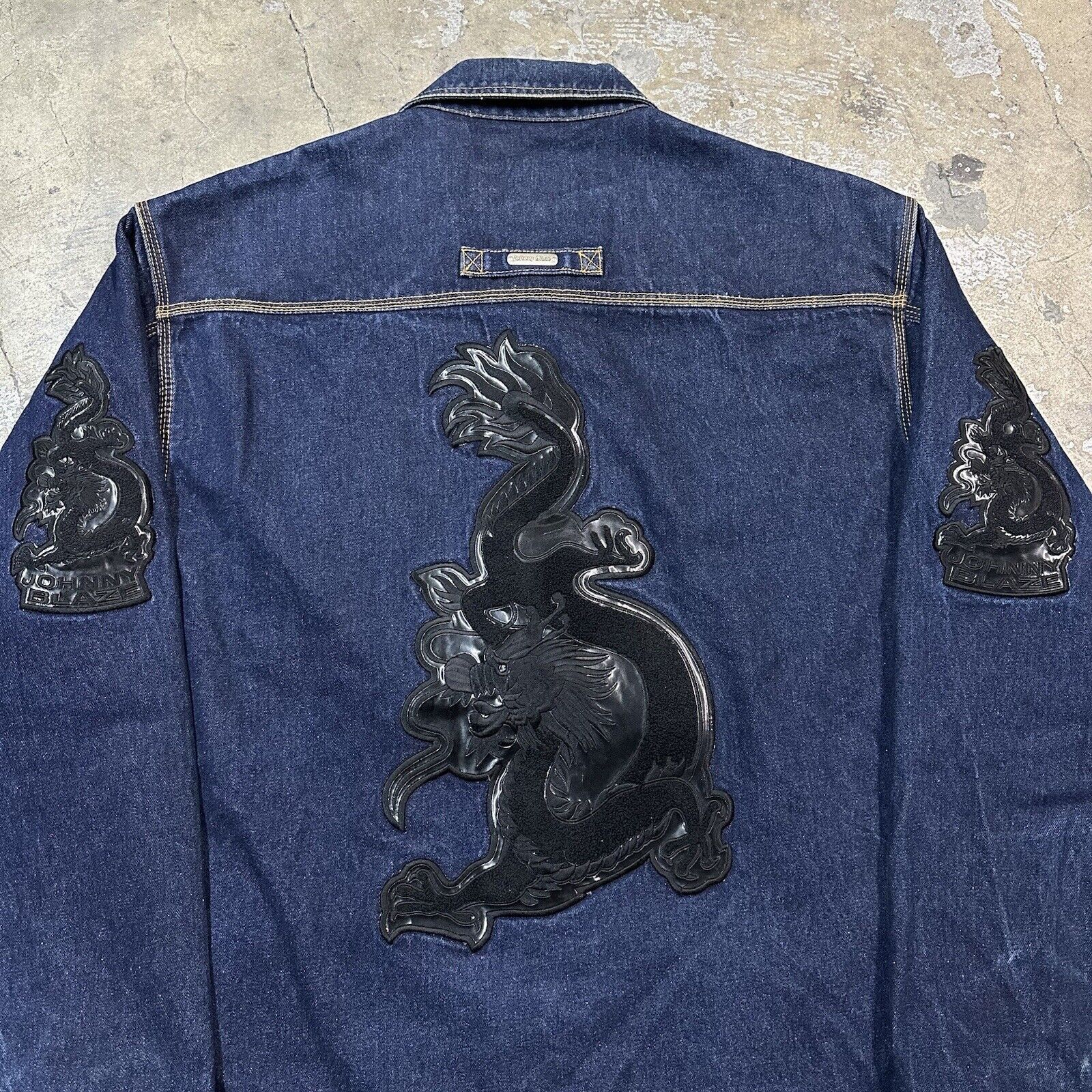 Ecko Unltd. × JNCO × Southpole Vintage Y2K Johnny Blaze Dragon Denim Trucker Jacket Size US XL / EU 56 / 4 - 2 Thumbnail