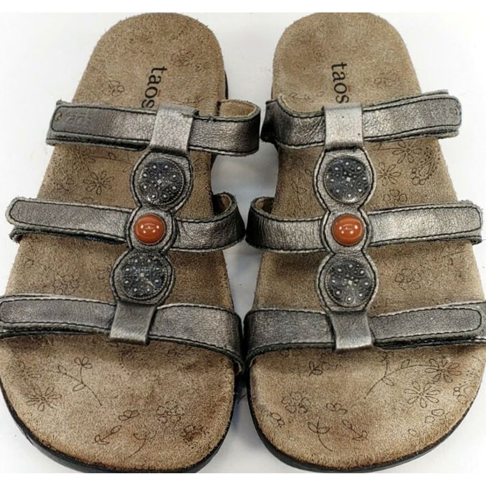 Taos Taos Treasure Women's Sandal Size 7M 37EU Bronze Medallions T-Strap Slide Sandal Size US 7 / IT 37 - 3 Thumbnail