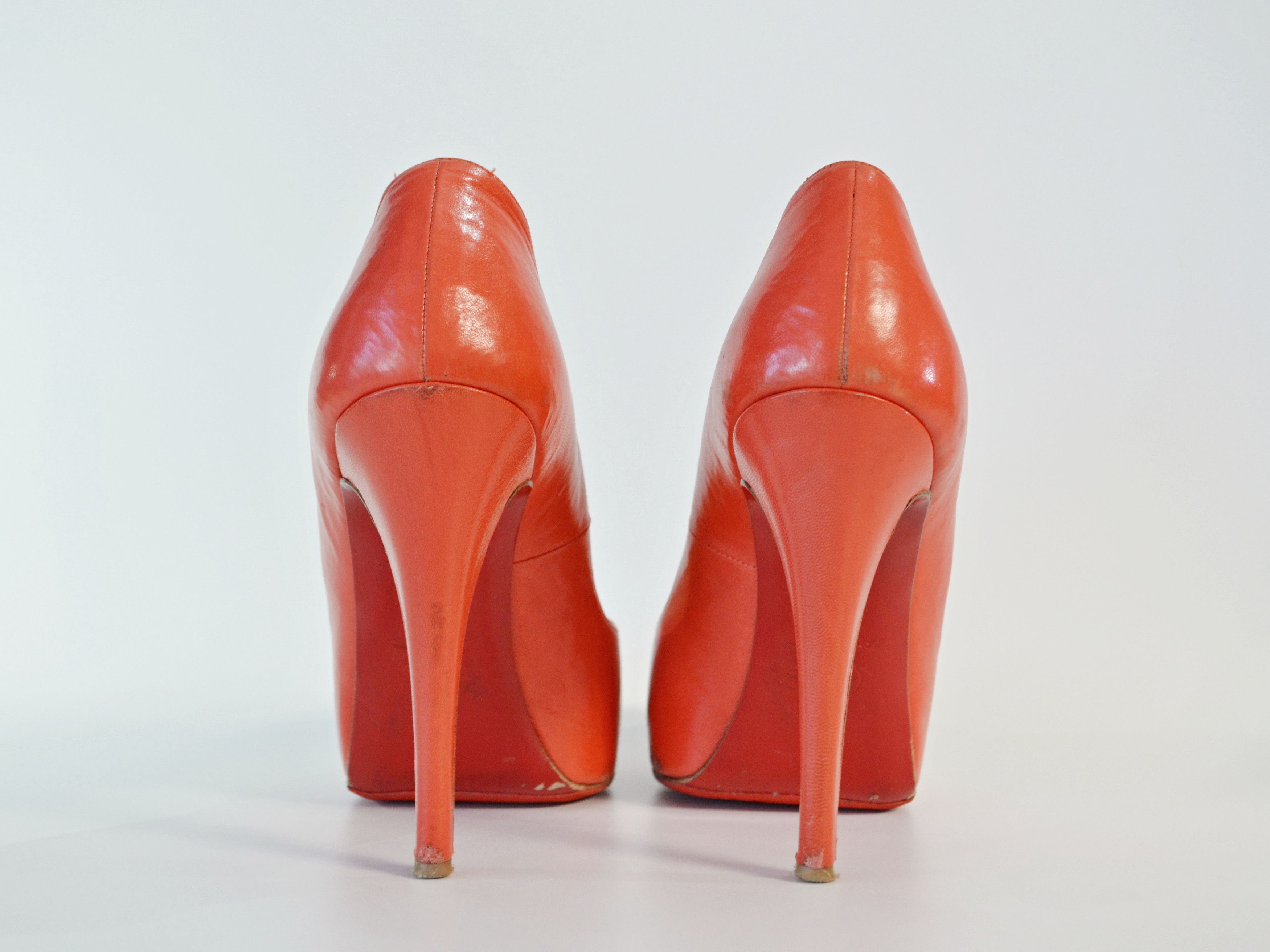Christian Louboutin Christian Louboutin Red Leather Peep Toe Pumps 37 Size US 6 / IT 36 - 6 Thumbnail