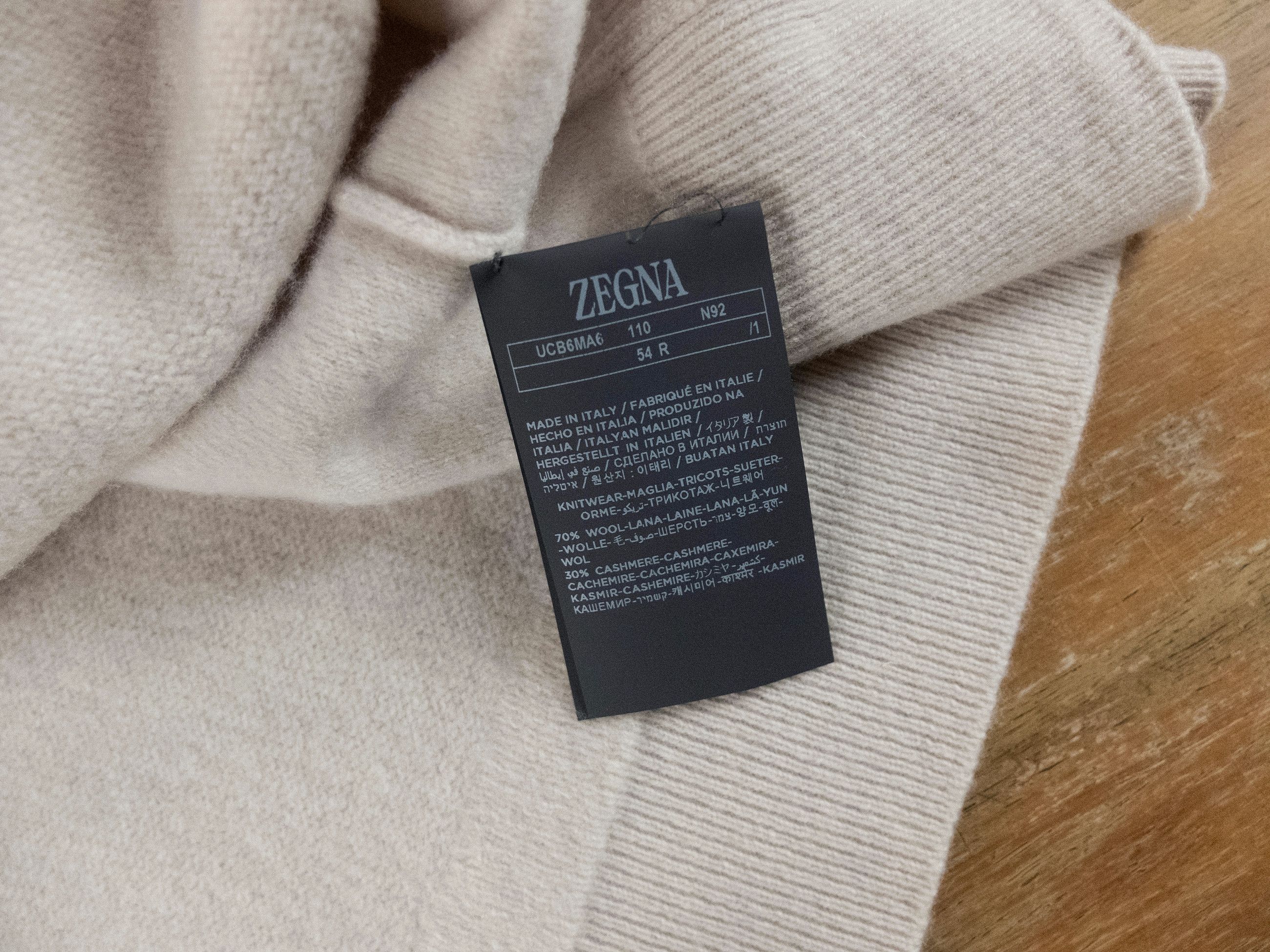 Ermenegildo Zegna ZEGNA ecru white wool cashmere crewneck sweater XL / 54 Size US XL / EU 56 / 4 - 8 Thumbnail