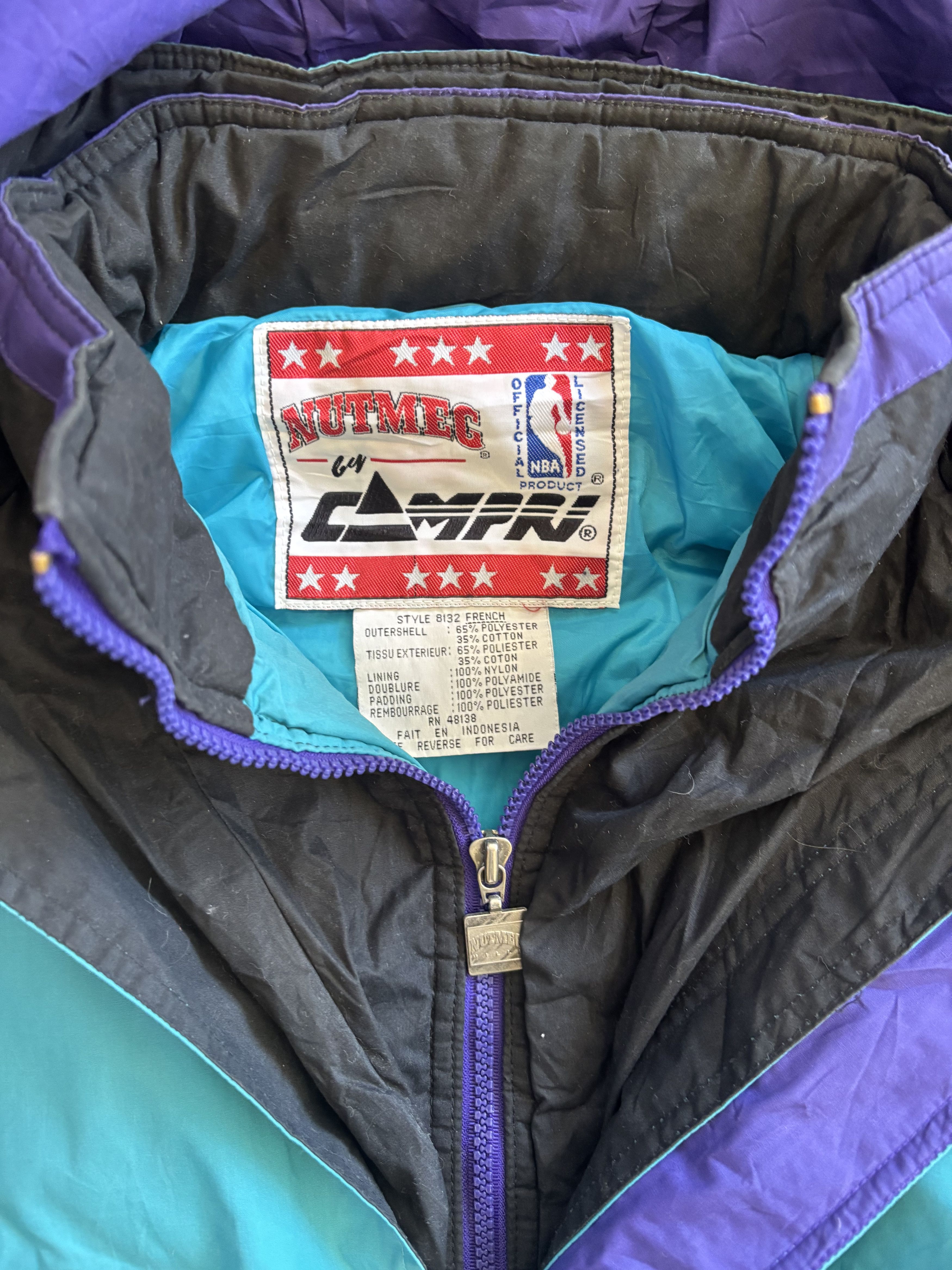 Nutmeg Vintage Charlotte Hornets 90s Hooded Jacket Size US L / EU 52-54 / 3 - 5 Thumbnail
