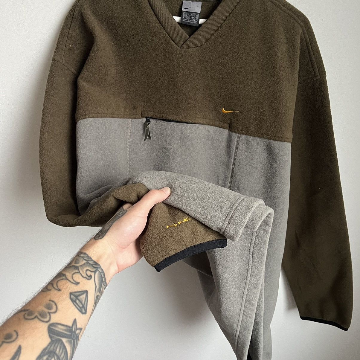 Nike Vintage Nike Khaki Fleece Sweatshirt Size US XL / EU 56 / 4 - 5 Thumbnail