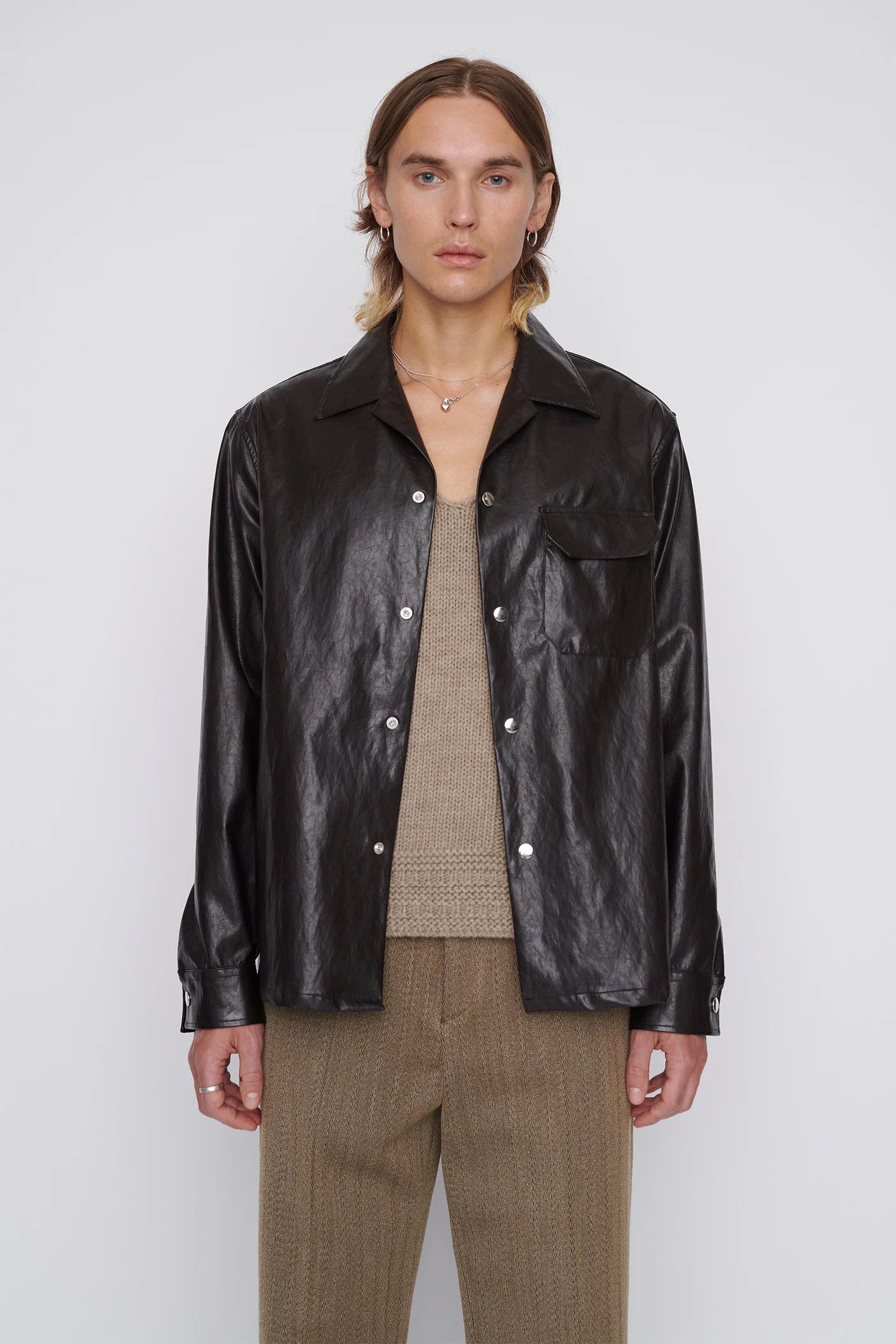 Our Legacy Our Legacy Brown Fake Leather Shirt Size US S / EU 44-46 / 1 - 1 Thumbnail
