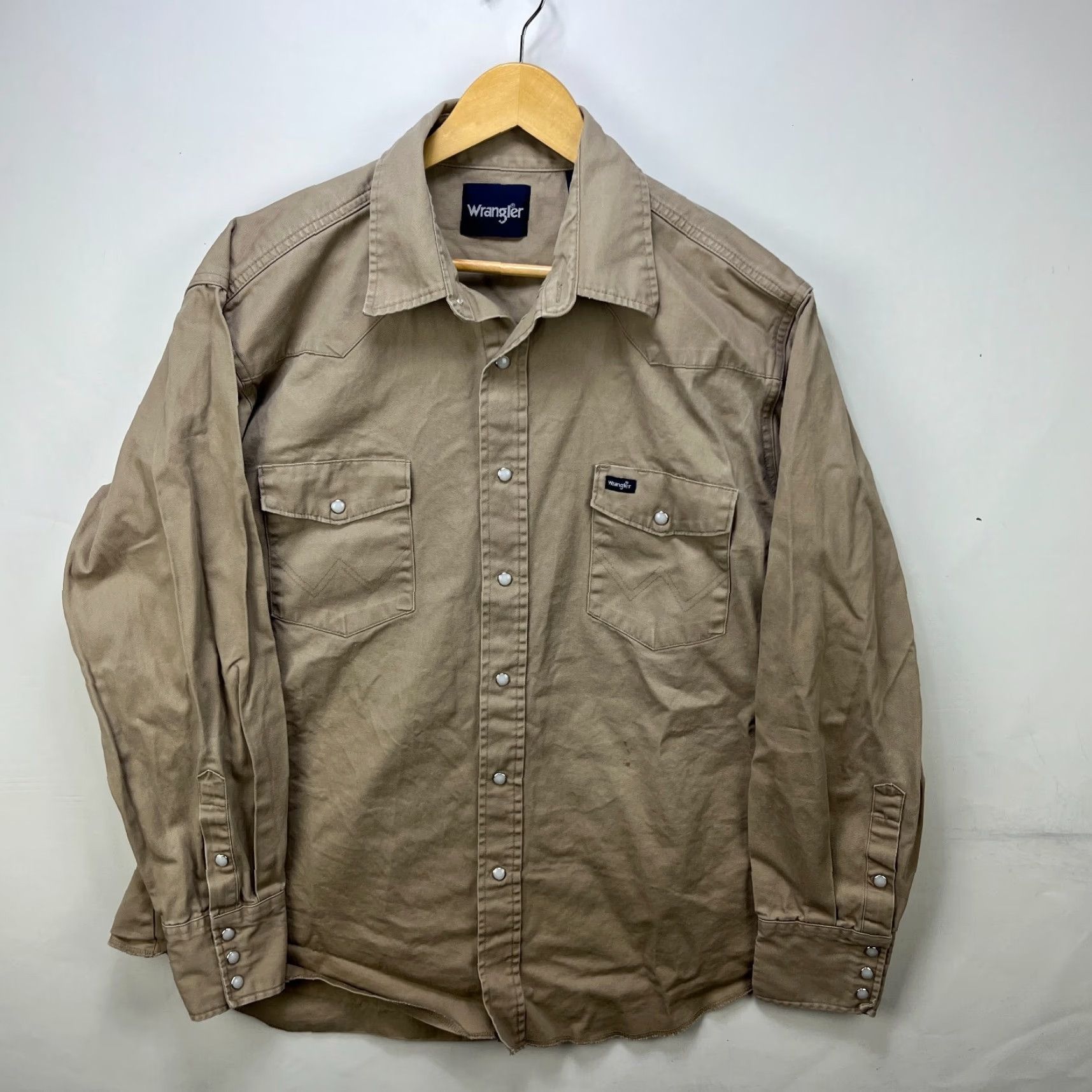 Wrangler VINTAGE Wrangler Shirt 90s Long Sleeve Button-Up Denim XL Brown Snap Mens Size US XL / EU 56 / 4 - 2 Thumbnail
