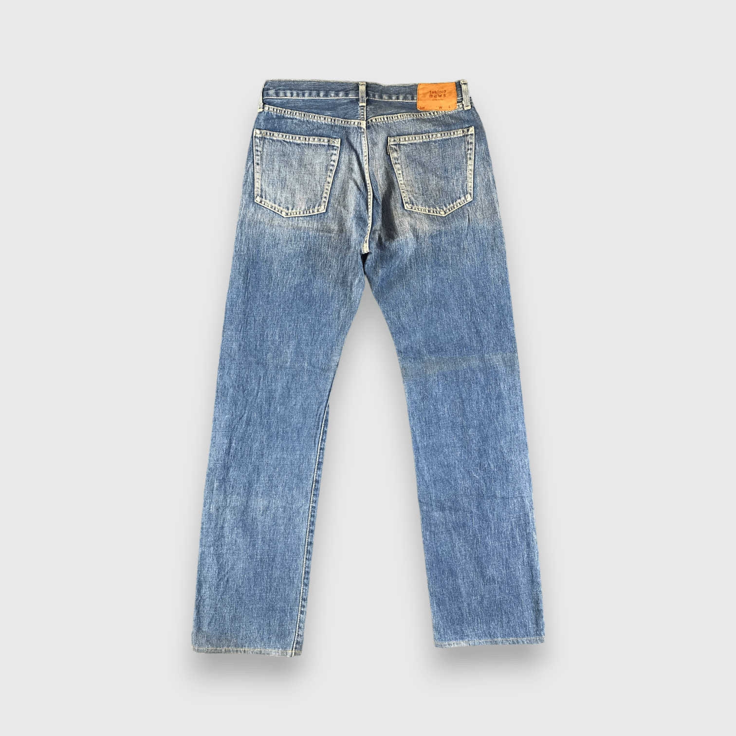 Japanese Brand Tabloid News Jeans Medium Wash Denim -J2772 Size US 31 - 2 Thumbnail