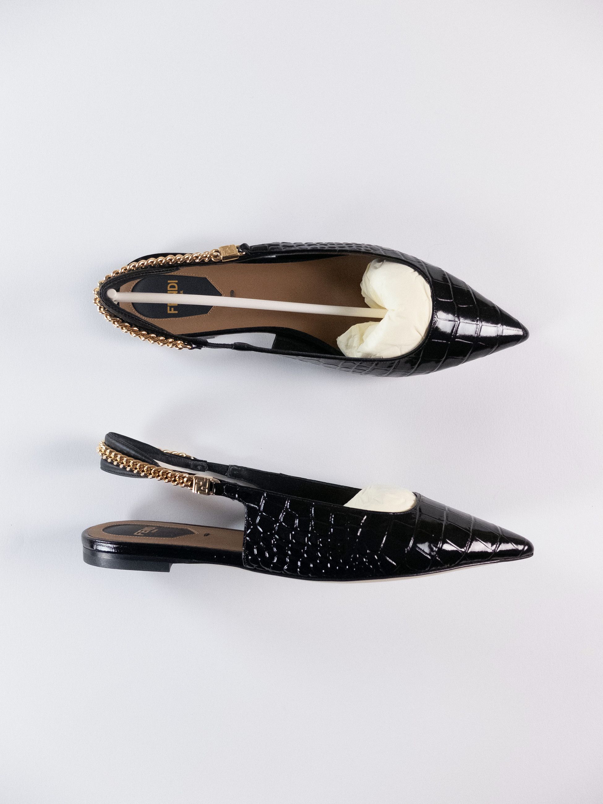Fendi FENDI Colibri Lite black leather slingback flat shoes 7 37 Size US 7 / IT 37 - 3 Thumbnail