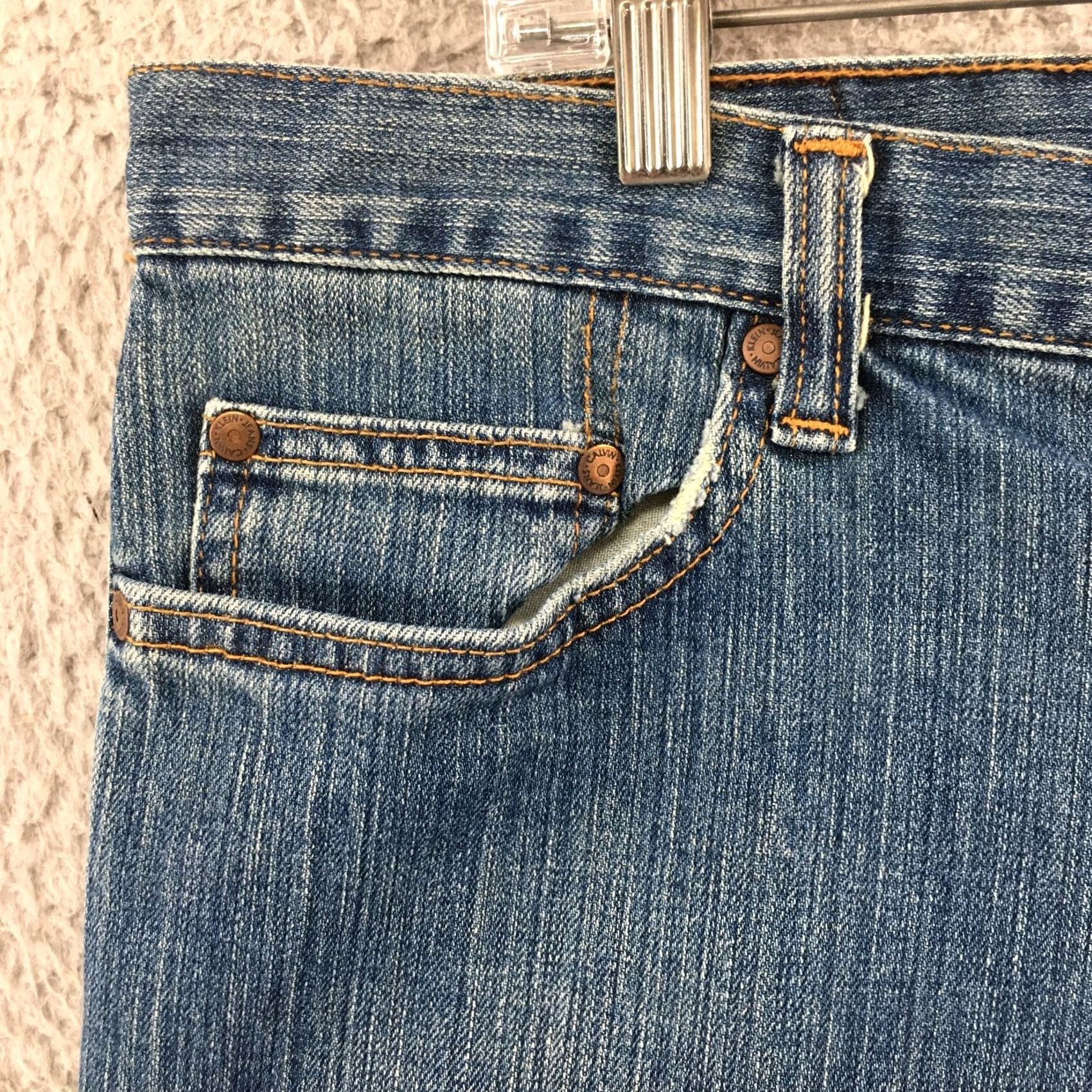 Calvin Klein Calvin Klein Jeans Straight Leg Womens 16 Blue Denim High Rise 36x31 Size 38" / US 16 / IT 52 - 4 Thumbnail