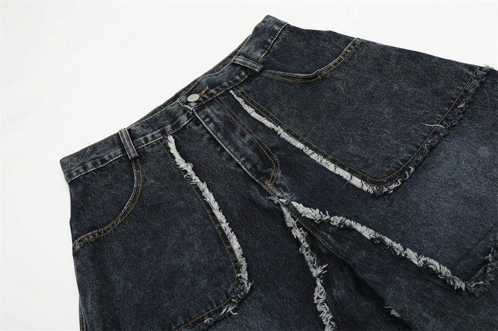 Jean Men's loose washed star embroidered patchwork scimitar jeans Size US 32 / EU 48 - 3 Thumbnail