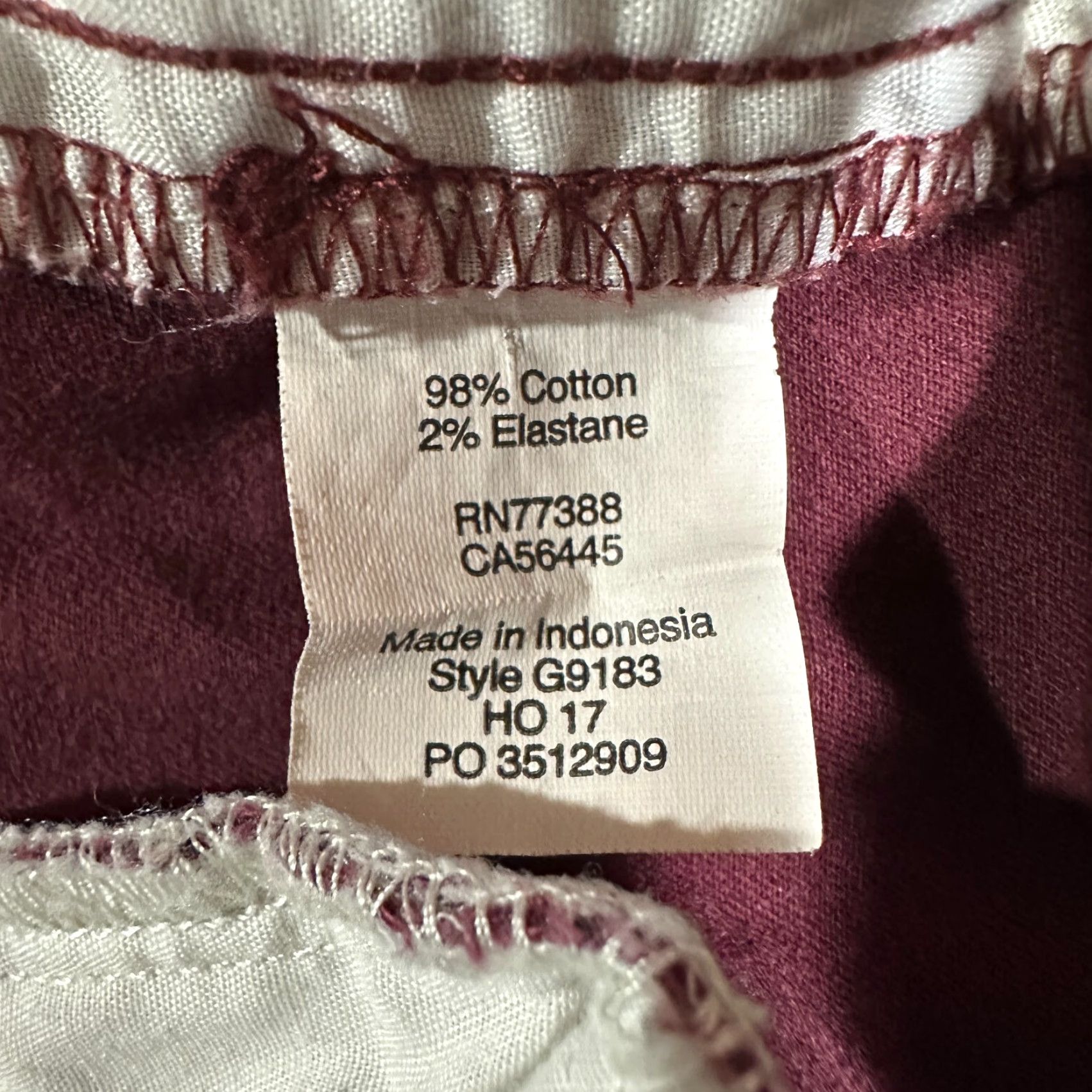 J.Crew VINTAGE J.CREW Pants Womens 2 Laney Skinny Chino Maroon Red Cotton Stretch Pockets Size 26" / US 2 / IT 38 - 5 Thumbnail