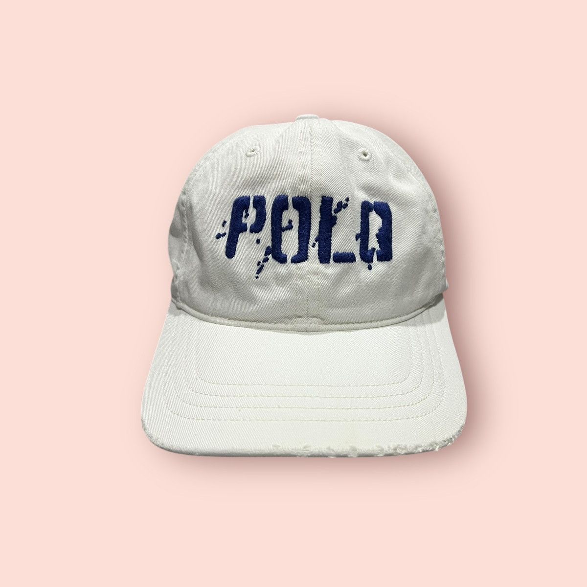 Polo Ralph Lauren × Ralph Lauren × Vintage VINTAGE POLO SPELL OUT DISTRESSED VISOR STRAPBACK CAP Size ONE SIZE - 4 Thumbnail