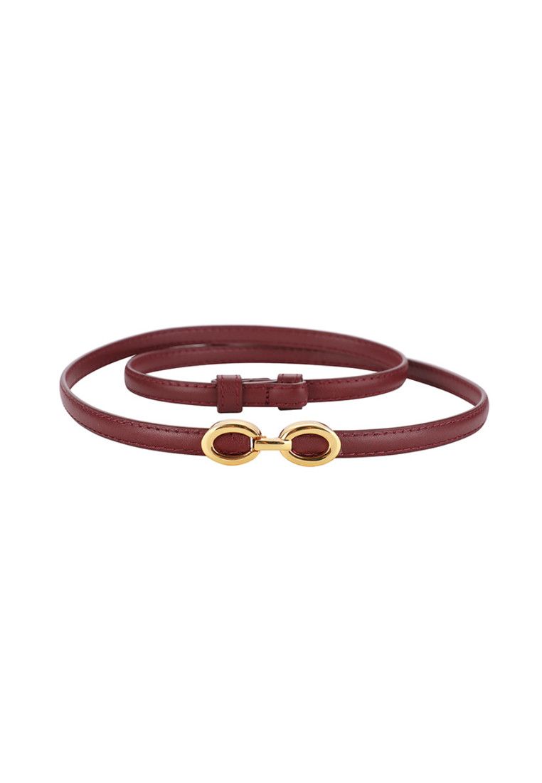 Other Burgundy Women's Leather Belts with Gold Buckle Belt Size ONE SIZE - 1 Thumbnail