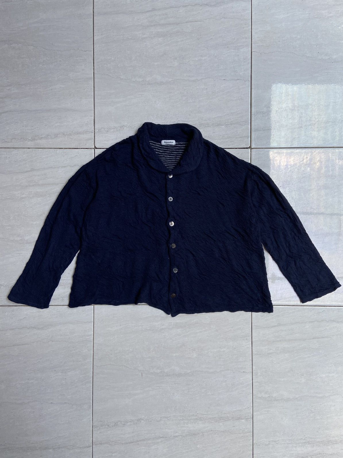 image of Issey Miyake Plantation Navy Shirt, Men's (Size XL)